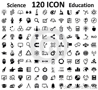 Education, school, science and knowledge icons set, 120 illustration in flat style â€“ vector Vector Illustration